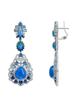 Novus Orbis - 'Mariana' Blue Opal Drop Earrings in Silver