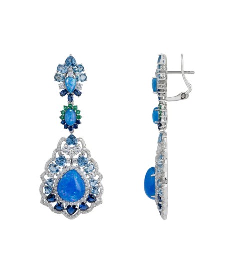 Novus Orbis - 'Mariana' Blue Opal Drop Earrings in Silver