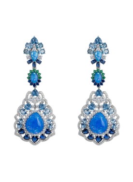 Novus Orbis - 'Mariana' Blue Opal Drop Earrings in Silver