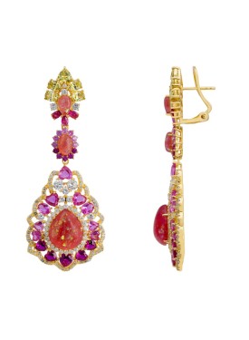 Novus Orbis - 'Mariana' Pink Opal Drop Earrings in Gold