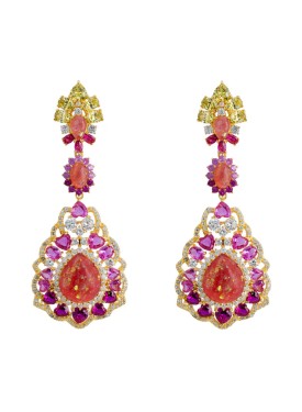 Novus Orbis - 'Mariana' Pink Opal Drop Earrings in Gold