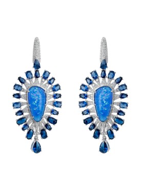 Nova Orbis - 'Antonella' Blue Opal Drop Earrings in Silver