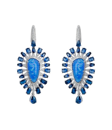 Nova Orbis - 'Antonella' Blue Opal Drop Earrings in Silver