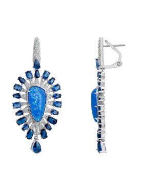 Nova Orbis - 'Antonella' Blue Opal Drop Earrings in Silver