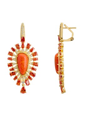 Nova Orbis - 'Antonella' Fire Opal Drop Earrings in Gold