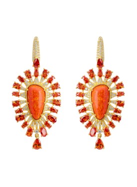 Nova Orbis - 'Antonella' Fire Opal Drop Earrings in Gold