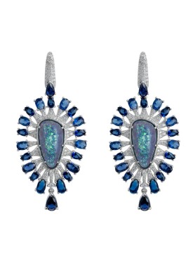 Nova Orbis - 'Antonella' Green Opal Drop Earrings in Silver