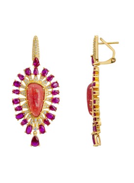 Nova Orbis - 'Antonella' Pink Opal Drop Earrings in Gold