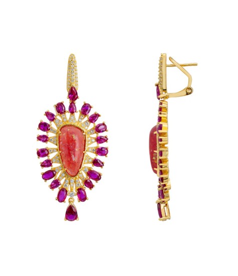 Nova Orbis - 'Antonella' Pink Opal Drop Earrings in Gold