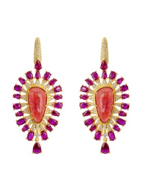 Nova Orbis - 'Antonella' Pink Opal Drop Earrings in Gold