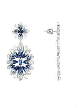 Novus Orbis - 'Babylon' Ice Blue Gradient Flower Drop Earrings in Silver