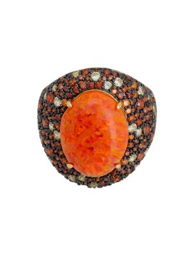 Novus Orbis - 'Esmeralda' Fire Opal Cocktail Ring in Gold