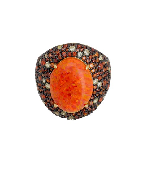 Novus Orbis - 'Esmeralda' Fire Opal Cocktail Ring in Gold