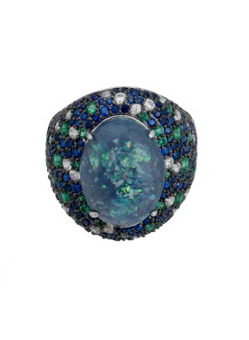 Novus Orbis - 'Esmeralda' Opal Cocktail Ring in Silver