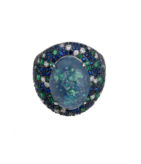 Novus Orbis - 'Esmeralda' Opal Cocktail Ring in Silver