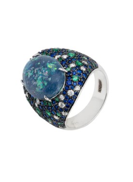 Novus Orbis - 'Esmeralda' Opal Cocktail Ring in Silver