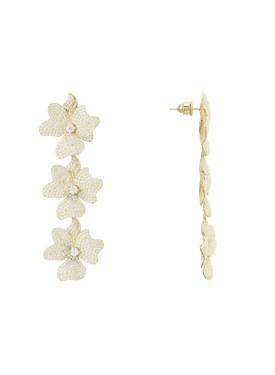 Novus Orbis - 'Jasmine' Flower Triple Drop Earrings in Gold