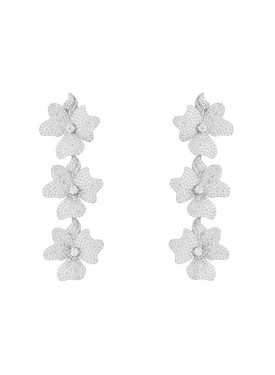 Novus Orbis - 'Jasmine' Flower Triple Drop Earrings in Silver