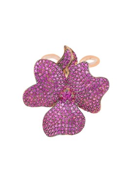 Novus Orbis - Ruby Pink Flower Cocktail Ring in Rosegold