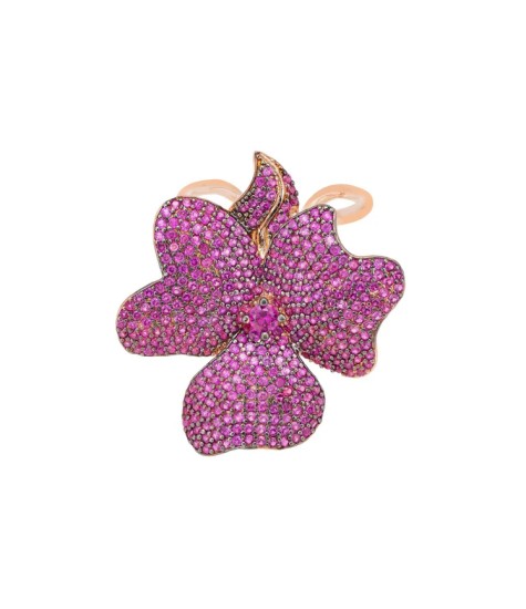 Novus Orbis - Ruby Pink Flower Cocktail Ring in Rosegold