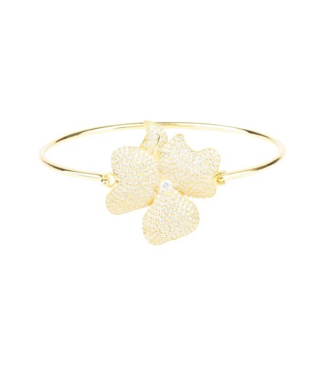 Novus Orbis - Flower Large Statement Cuff Bracelet in Gold