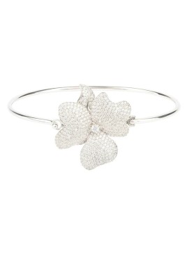 Novus Orbis - Flower Large Statement Cuff Bracelet in Silver