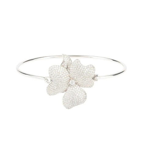 Novus Orbis - Flower Large Statement Cuff Bracelet in Silver