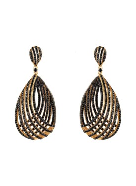 Novus Orbis - Vortex Teardrop Earrings in Black