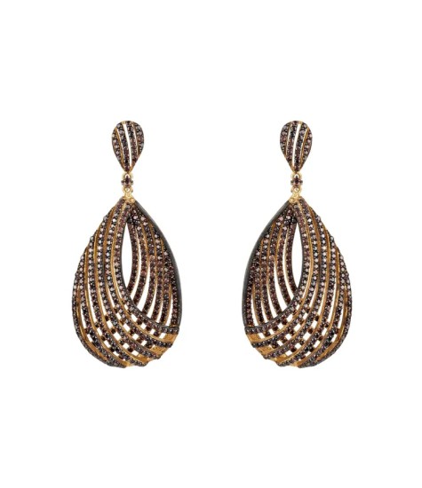 Novus Orbis - Vortex Teardrop Earrings in Chocolate