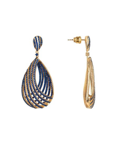 Novus Orbis - Vortex Teardrop Earrings in Sapphire Blue