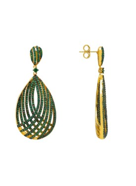 Novus Orbis - Vortex Teardrop Earrings in Emerald Green