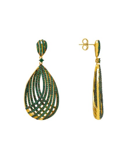 Novus Orbis - Vortex Teardrop Earrings in Emerald Green