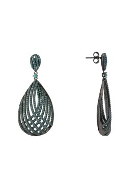 Novus Orbis - Vortex Teardrop Earrings in Aqua