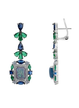 Novus Orbis - 'Selena' Green Opal Drop Earrings in Silver