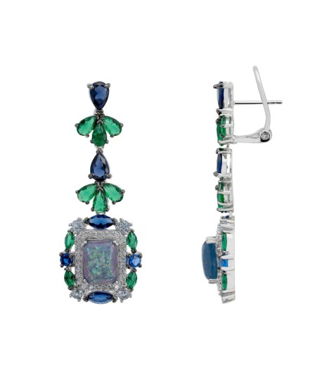 Novus Orbis - 'Selena' Green Opal Drop Earrings in Silver