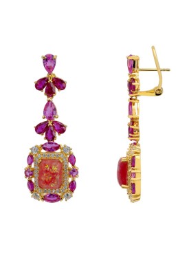 Novus Orbis - 'Selena' Pink Opal Drop Earrings in Gold