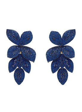 Novus Orbis - Petal Cascading Flower Earrings Gold & Sapphire Blue