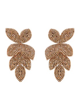 Novus Orbis - Petal Cascading Flower Earrings Rose Gold & Champagne