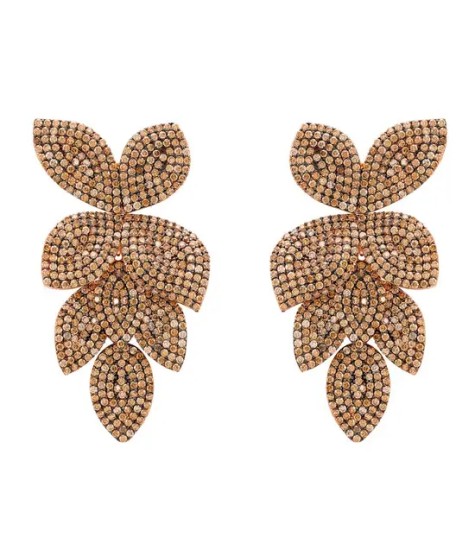 Novus Orbis - Petal Cascading Flower Earrings Rose Gold & Champagne