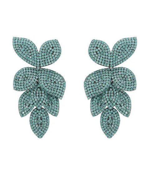 Novus Orbis - Petal Cascading Flower Earrings Silver & Aqua Blue