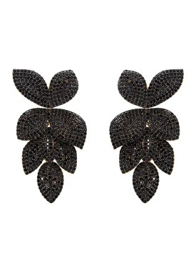 Novus Orbis - Petal Cascading Flower Earrings Gold & Black