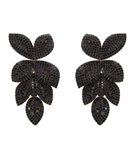 Novus Orbis - Petal Cascading Flower Earrings Gold & Black