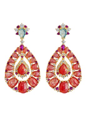 Novus Orbis - 'Paloma' Pink Opal Drop Earrings in Gold