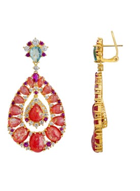 Novus Orbis - 'Paloma' Pink Opal Drop Earrings in Gold