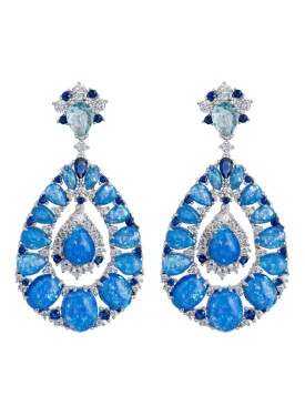 Novus Orbis - 'Paloma' Blue Opal Drop Earrings in Silver