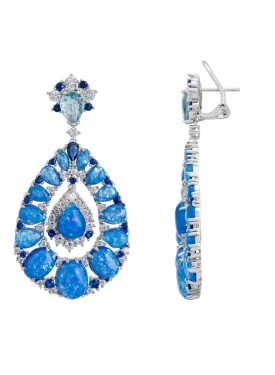 Novus Orbis - 'Paloma' Blue Opal Drop Earrings in Silver