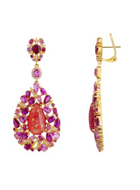 Novus Orbis - 'Fernanda' Pink Opal Drop Earrings in Gold