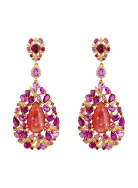 Novus Orbis - 'Fernanda' Pink Opal Drop Earrings in Gold