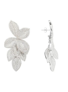 Novus Orbis - Petal Cascading Flower Earrings in Silver