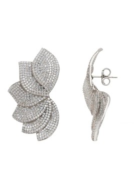 Novus Orbis - 'Tropicana' Wave Earrings in White Silver